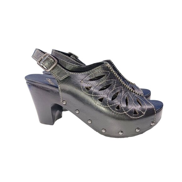 DANSKO Rowena Black Leather Cut-out Heeled Sandal Womens 6.5-7 (37) Open Toe - Picture 1 of 13